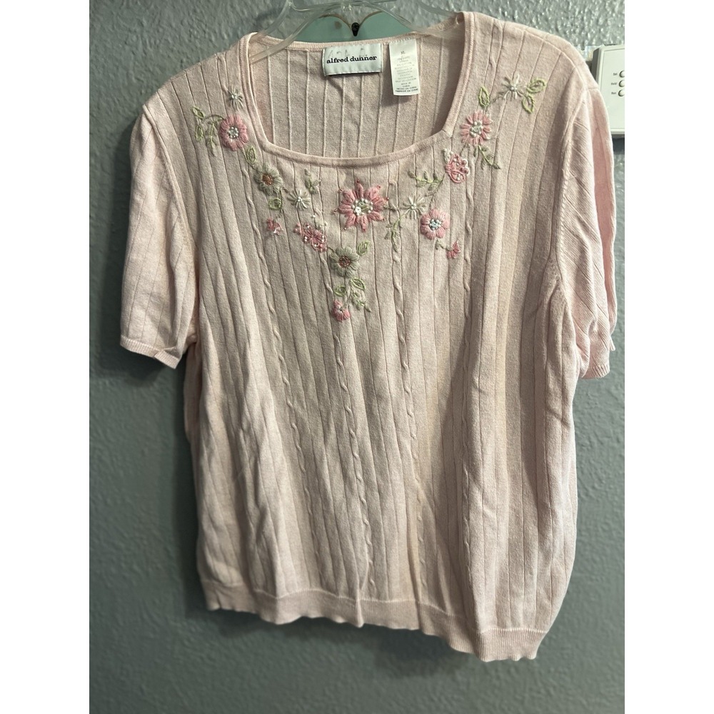 Alfred Dunner‎ Pink Sweater Short Sleeve Size XL Women